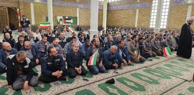 تجمع كارگری محكومیت جنایات رژیم صهیونیستی در ذوب‌آهن اصفهان برگزار شد