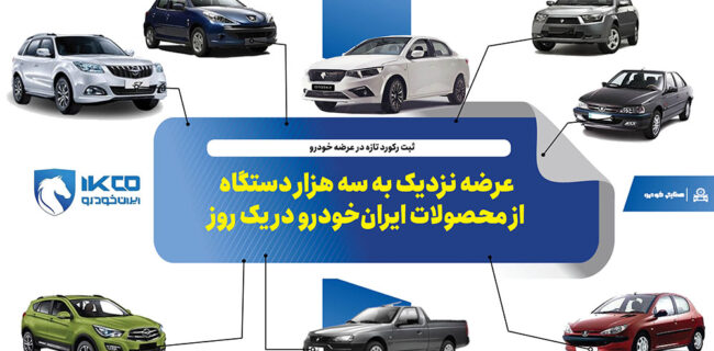 عرضه نزدیک به سه هزار دستگاه از محصولات ایران‌خودرو در یک روز